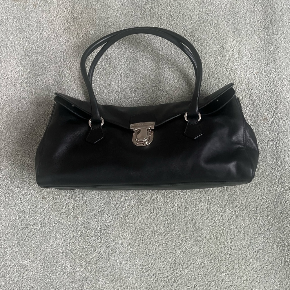 Prada vintage black leather shoulder bag